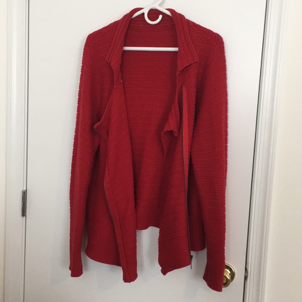 Large red zip up sweater